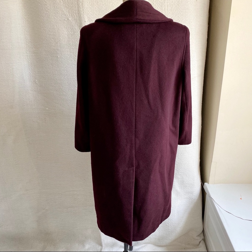 Vintage 80s 90s Wool 3/4 Long Midi Coat Wine Berry - Picture 5 of 8